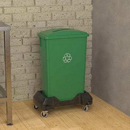 23 Gallon Green Recycle Slim Jim Trash Can with Paper Slot and Dolly