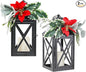 Christmas Lantern Outdoor Deror 13", 2 Pack Waterproof LED Hanging Decorative Candle Lantern with Berries Decor for Garden, Porch, Gift for Family, Friends, Women