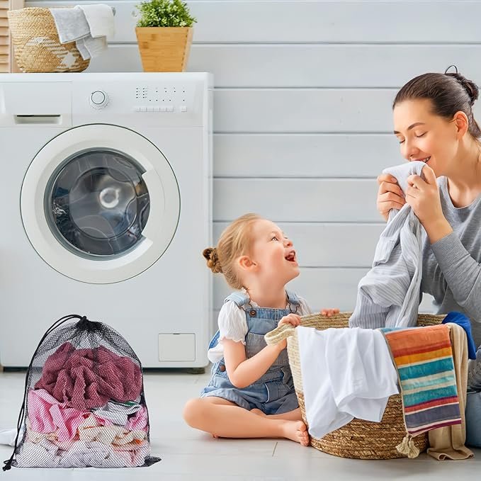 13"X15.5" 24Pcs Mesh Laundry Drawstring Bag Nylon Drawstring Gym Bag with Cord Lock Closure