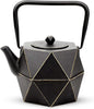 Toptier Cast Iron Teapot, Stovetop Safe Japanese Cast Iron Tea Kettle, Diamond Design Tea Pot with Removable Infuser for Loose Tea, 40 Ounce (1200 ml), Black