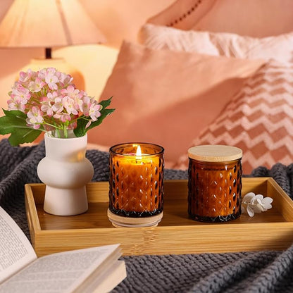 2 Pack Sandalwood Scented Candles for Home Decor, 6.5oz Natural Soy Wax Aromatherapy Jar Candles, Housewarming Gift for Women