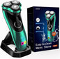 Electric Razor for Men, Rechargeable Shaver with Charging Stand, Cordless Wet & Dry Waterproof Razor with Pop-up Trimmer (Green)