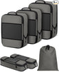 6 PCS Set Compression Packing Cubes for Travel, Lightweight Packing Organizer Bags Travel Essentials for Carry On, Suitcase, Home Closet - Grey