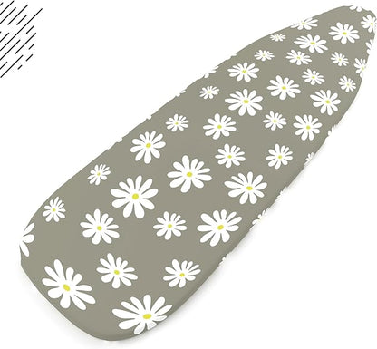 Encasa XO Ironing Board Cover and Pad 28"x12" - Thick 3mm Felt Padding, Drawstring Tightening & Lock, Easy Fit, Scorch & Stain Resistant, Fits Mini Ironing Board - Daisy Grey