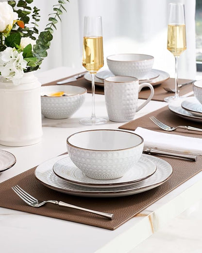 Famiware Ceramic Plates and Bowls Sets, Chip & Scratch Resistant, Microwave &