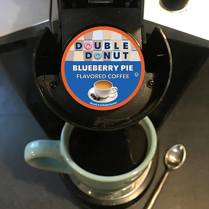 Double Donut Coffee Blueberry Flavored Coffee Pods, Medium Roast Coffee,Compatible with Keurig K Cups Brewers, 72 Cups