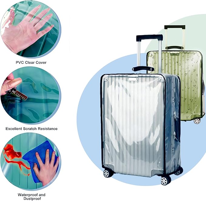 24 Inch Luggage Covers for Suitcase TSA Approved,Carry On Luggage Cover Protector Suitable 24-25 inch Clear 1.5mm Thickness Protector Bag PVC Clear Suitable for Long Travel Accessories