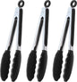 Serving Tongs 9-Inch Cooking Tongs with Silicone Tips, Set of 3 (Black)
