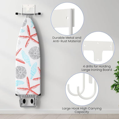 ORLESS Ironing Board Holder Wall Mount, Ironing Board Hanger, Ironing Board Holder, Iron Board Hook Wall Mount, for Laundry Rooms 5 Inch