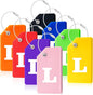 8 Pcs Luggage Tags for Suitcases, 26 Initial Letter Travel Luggage Baggage Identification Labels ID Tags Fully Bendable Tags with Stainless Steel Loop (Letter L, Colorful)