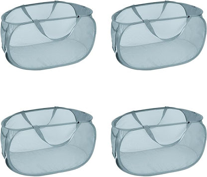 4 Pcs Mesh Popup Laundry Hamper, Opening Laundry Basket,Popup Laundry Basket with Durable Handles,Foldable Pop-up Mesh Hamper Dirty Clothes Basket for Clothes & Laundry-Home Organization