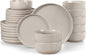LIANYU Dinnerware Dishes Sets for 8, 24-Piece Stoneware Dinner Set, Ceramic Dining Bowls and Plates Crafted at 2400℉, Scratch Resistant, Microwave & Dishwasher Safe, Milky Brown