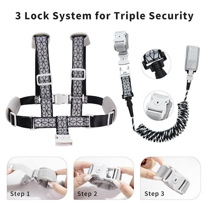 Toddler Leashes + Anti Lost Wrist Link for Kids, 4 in 1 Kid Harness Backpack Leash for Girls Boys, Reflective Kids Anti Lost Leash Cute Baby Harness Belt Strap Foldable Child Safety Leash for Park Zoo