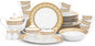 Porcelain Dinnerware Set for 8 - Luxurious 49 Piece Dish Set - White and Gold Greek Key Design - Dinner Plates, Bowls, Cups and Saucers for Everyday Dishes or Formal Occasions (Meander Gold 2049)