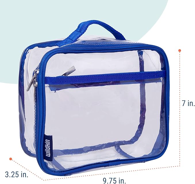 Wildkin Kids Insulated Lunch Box – Durable and Reusable for School & Travel - Clear w/Blue Trim