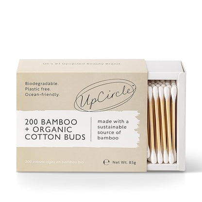 UpCircle Bamboo Cotton Buds - 200 Pieces - Sustainable, Plastic-Free, Fully Recyclable Ear Buds - A Staple For Any Bathroom