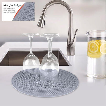 12 Inch Multi-Purpose Silicone Mat, As Drying Mat, Microwave Mat, Trivet, Pot Holder, Placemat, Utensils Rest, Pad for Hot Pans Plates Dishes Kitchen Countertop, Heat Resistant Mat, Light Gray 2 Pack