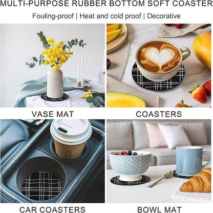 Simple Grid Coasters Set of 6, Absorbent Coasters