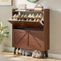 LEYAOYAO Shoe Storage Cabinet with 2 Flip Drawers，Narrow Shoe Storage Cabinet Organizer with Legs for Entryway Hallway, Living Room, Bedroom，Hidden Slim Storage Narrow Shoe Rack Cabinet,Walnut