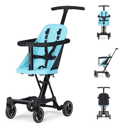 Dream On Me Lightweight and Compact Coast Rider Stroller with One Hand Easy Fold, Adjustable Handles and Soft Ride Wheels, Sky Blue