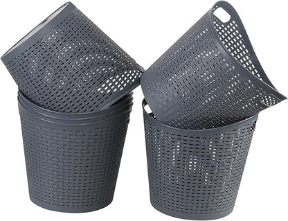 Zopnny 6-Pack Large Plastic Laundry Basket, Easy Carry Laundry Hamper, Grey