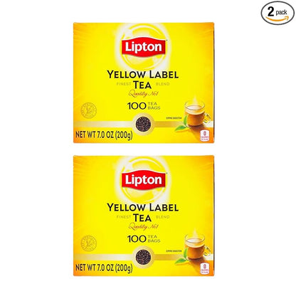 Lipton Yellow Label International Blend | Black Tea | Premium Tea | Lipton Tea Bags | 200 Grams (Pack of 2)