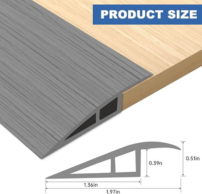 Vinyl Door Threshold Flooring Transition Strip Self Adhesive Carpet Edging Strip for Laminate Doorway Edge Threshold from 1/5" to 2/5" (Light Gray Wood Grain, 10 Ft)
