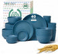 Wheat Straw Dinnerware Sets for 8, Microwave Dishwasher Safe Dish Set, Reusable