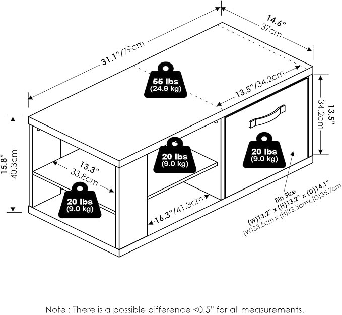 Furinno Viola Coffee Table, 3-Tier Modern Coffee Table