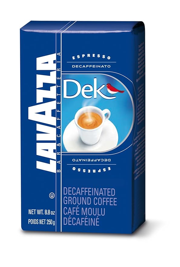 Lavazza Dek Ground Coffee Blend, Decaffeinated Dark Espresso Roast, 8.8-Ounce Bag