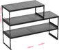 Stackable Expandable Metal Shelf Organizer - Adjustable Wire Storage Rack with Holes for Kitchen, Bathroom, Cabinet, Office - Space Saving, Durable & Sturdy Design（3PACKS/Medium/Black