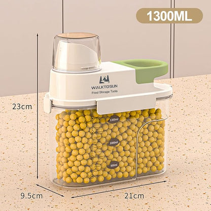 Cereal Containers Storage with Pour Spout Airtight Kitchen and Pantry Organization Canisters for Dry Food Nuts Flour and Sugar Container BPA Free Food Dispenser 1300ml (Green-2pcs)