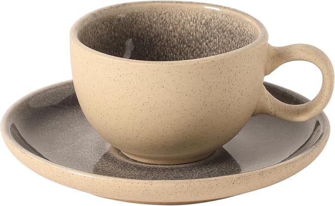 Gibson Elite Manila Bay 8-Piece Stoneware 5 oz Cup and Saucer Set, Reactive