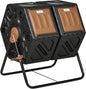 Outsunny Dual Chamber Compost Tumbler Bin, Outdoor Tumbling Composter with 24 Ventilation Openings and Steel Legs, 34.5 Gallon