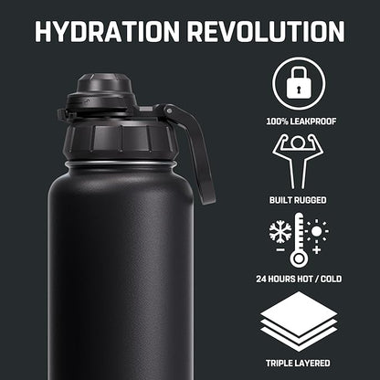 Vesmoon Vessence 32 Oz Stainless Steel Tea Infuser Bottle for Loose Leaf Tea, Water, Herbs, Fruits - Triple Layered Insulated, Leak Proof Bottle with Lid and Clip Handle - 24 Hours Hot/Cold