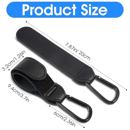 Xindojuz 2 PCS Stroller Hooks for Bags, Multipurpose Stroller Straps with Large Carabiner Clip for Hanging Diaper Bag and Strollers Organizer Accessories for Wheelchair, Shopping and Pet Carts (Black)
