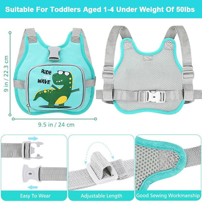Accmor Toddler Harness Leash+ Anti Lost Wrist Link, Cute Dinosaur Kids Harness with Leash, Collapsible Child Leash Baby Walking Harness Wristband Assistant Strap Belt for Boys Girls to Outdoor Travel
