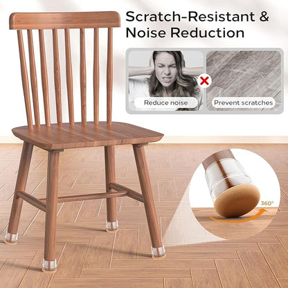 24 PCS Silicone & Felt Chair Leg Floor Protectors for Hardwood Floors - Furniture Pads, Chair Leg Covers/Cups - No Noise & Scratch-Proof - Round XS (Fits 9/16" - 13/16" / 15-20mm), Clear