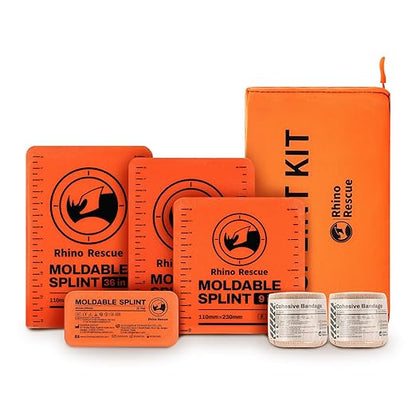 RHINO RESCUE First Aid Splint 36" X 4.3" Orange-Gray, Keep Bones in Position (4, Splint Bundle)