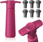 Vacu Vin Wine Saver Pump Pink with Vacuum Wine Stopper - Keep Your Wine Fresh for up to 10 Days - 1 Pump 6 Stoppers - Reusable - Made in the Netherlands