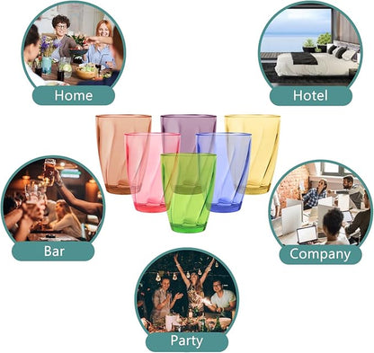 Topsky 12-ounce Plastic Water Tumblers | Set of 4 Transparent Unbreakable Drinking Glasses Clear Acrylic Reusable Juice Wine Cups for Home Picnic Party, Dishwasher Safe,Stackable