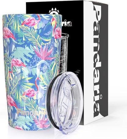 20 oz Stainless Steel Vacuum Insulated Tumbler with Lid - Double Wall Travel Mug Water Coffee Cup for Ice Drink & Hot Beverage, (Flamingo)