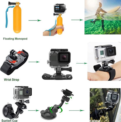 Gurmoir Accessory Pack for Go Pro 13 12 11 10 9 Hero, Full Essential Accessories Kit with Waterproof Protective Housing Case for GoPro Hero 13 12 11 10 9 Black(DT06)