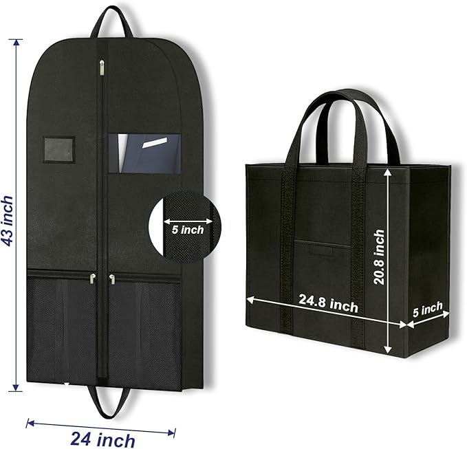 Large Heavy Duty Garment Bags for Hanging Clothes, Clothing Storage with Zippered Design, Breathable Garment Bags for Travel, Long Garment Bags for Dresses and Suits, Hanging Garment Bags for Closet