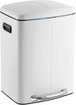 happimess HPM1005C Marco Rectangular 10.5-Gallon Double Bucket Garbage Can with Soft-Close Lid, White