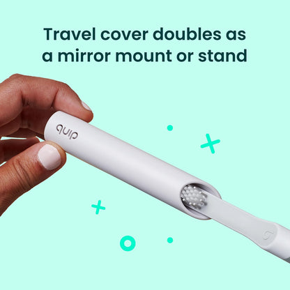 Quip Plastic Sonic Toothbrush, Electric Toothbrush for Adults –Time Travel & Soft Bristles with Travel Case & Replaceable Brush Head -3-Month Battery Life - Marine Blue