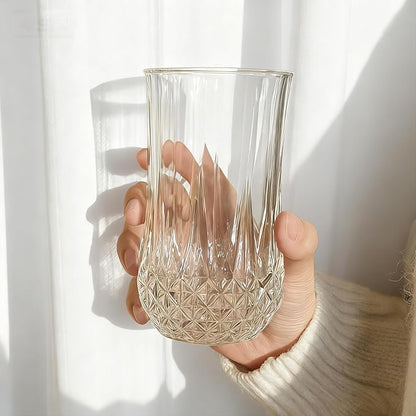 Ruckae Drinking Glasses Set of 8,11 oz and 7 oz Kitchen Water Glass Cups Set,Clear Curvature Glassware Dishwasher Safe,Mixed Drinkware for Beer,Juice,Cocktail,Whiskey,Milk and Various Mixed Drinks