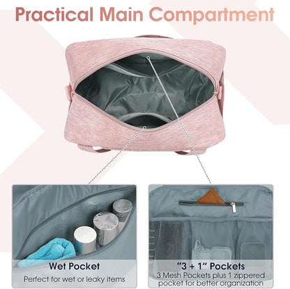 Narwey 18" Carry on Bag Underseat for Airplane with Wet Pocket Spirit Airlines Personal Item Bag Travel Duffel Bag Small Gym Bag Weekender Overnight for Women and Men (Pink)