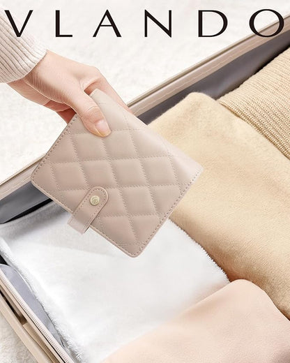 Vlando Travel Jewelry Case,Portable Jewelry Organizer Storage Book with Clear Zipper Velvet Jewelry Pouch Bag Gifts for Traveler Women Girls-Toffee