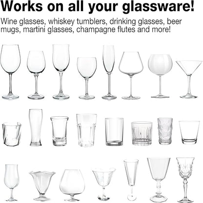 Home Glassware Polisher, World's First Affordable Spinning Glass Polisher, 600 RPM Dries, Polishes, All Glasses, Wine, Bar, Drinking, Wet/Dry, For Sparkling Glassware, Black, Classic Matte